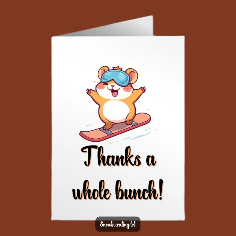Free Printable Hamster Snowboarding Card - Funny Thanks Downloadable Gift