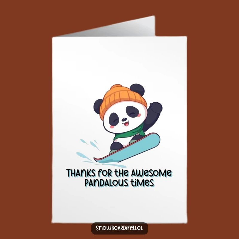 Free Printable Panda Snowboarder Thank You Card: Funny Downloadable Appreciation Gift
