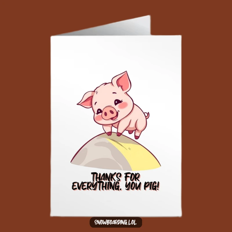 Free Printable Piglet Thank You Card: Wobbly Slope Downloadable Gratitude