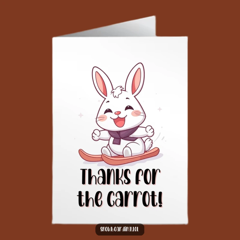 Free Printable Rabbit Snowboarding Card - Funny Thanks Downloadable Gift