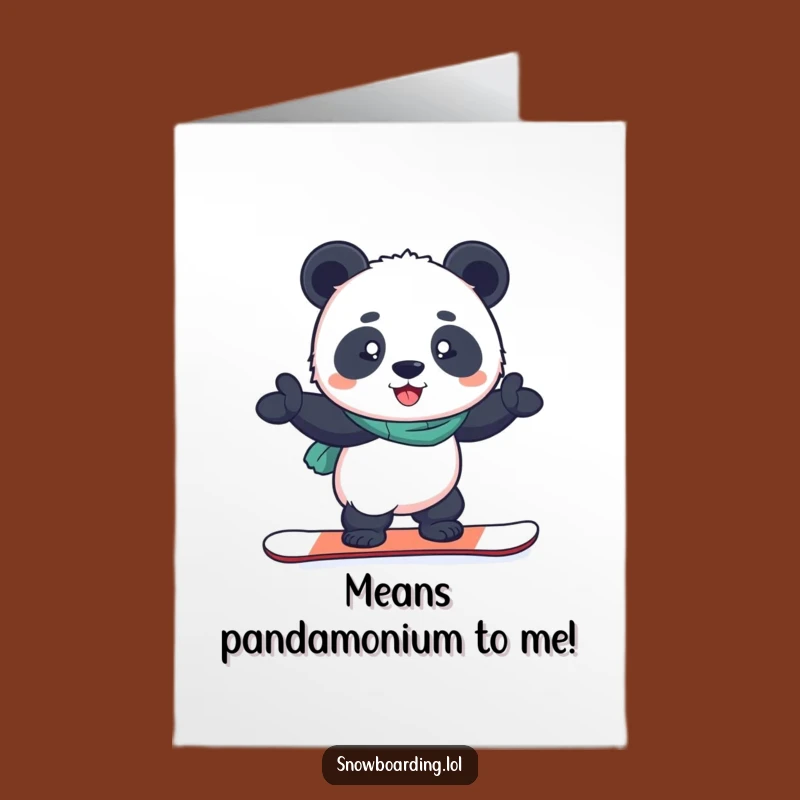 Free Printable Snowboard Panda Thank You Card: Thanks for Your Awesome Support!