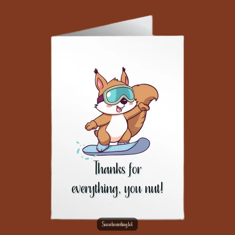 Free Printable Thank You Card: Awesome Squirrel Snowboarder - Downloadable Thanks