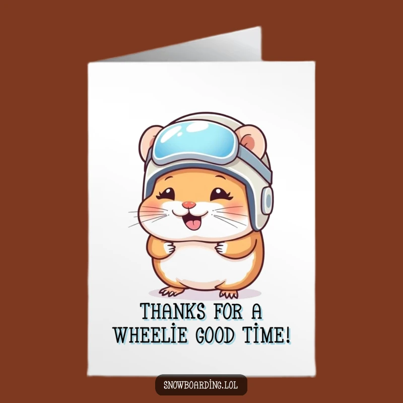 Free Printable Thank You Card: Giggling Hamster Snowboarder Downloadable Gift