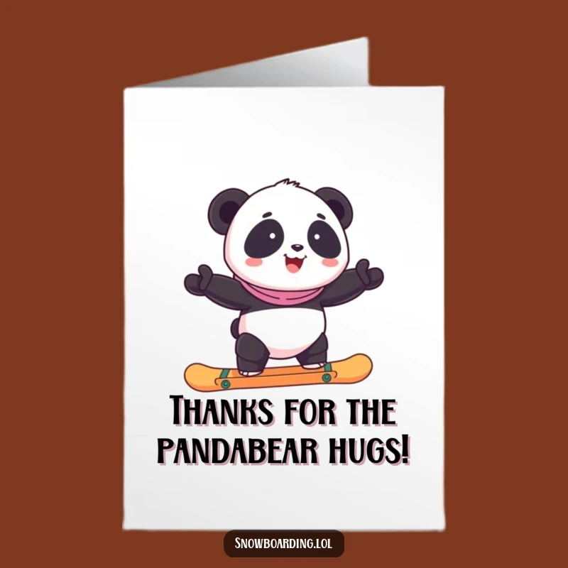 Free Printable Thank You Card: Grateful Panda Snowboarder Shows Thanks!