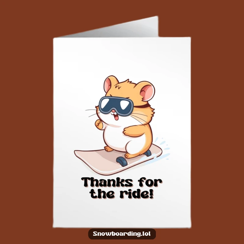 Free Printable Thank You Card: Hamster Snowboarder - Sweet Downloadable Gift!