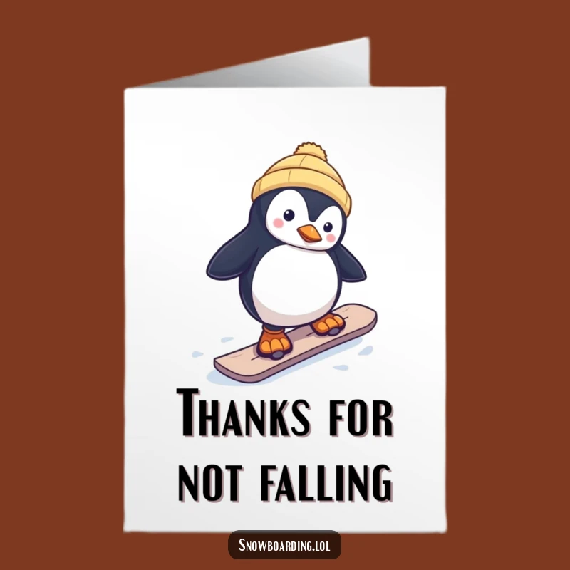 Free Printable Thank You Card: Penguin Snowboarder Gratitude