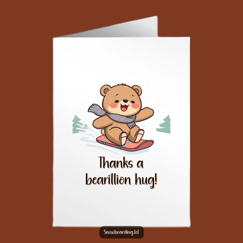 Free Printable Snowboard Bear Thank You Card: Grateful for Your Awesome Deeds!