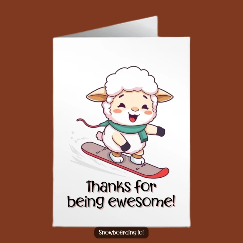 Free Printable Thank You Card: Giggling Sheep's Awkward Snowboard Thanks!