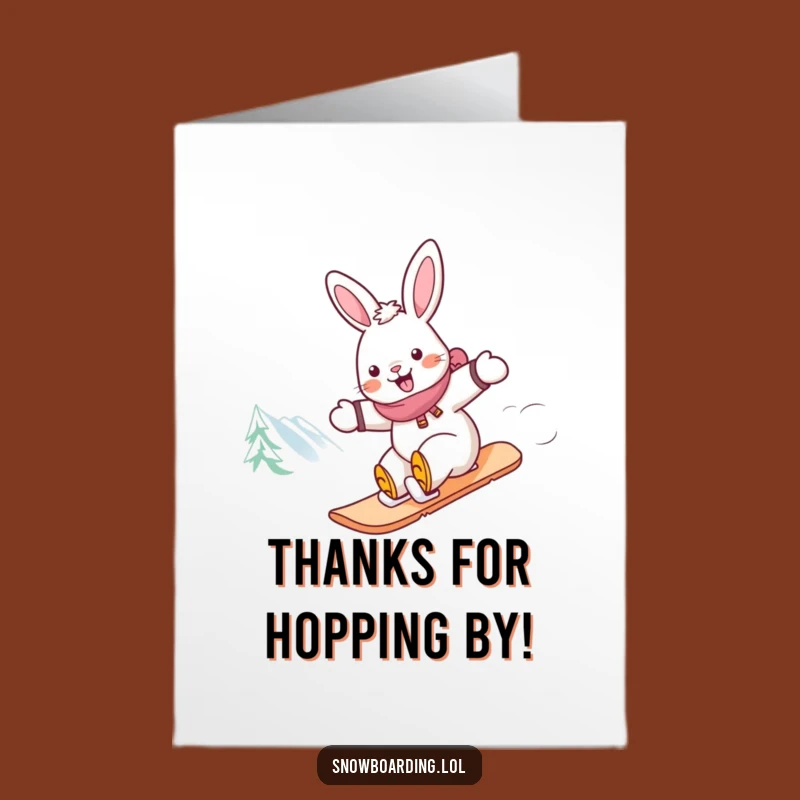 Free Printable Funny Rabbit Snowboarder Thank You - Unique