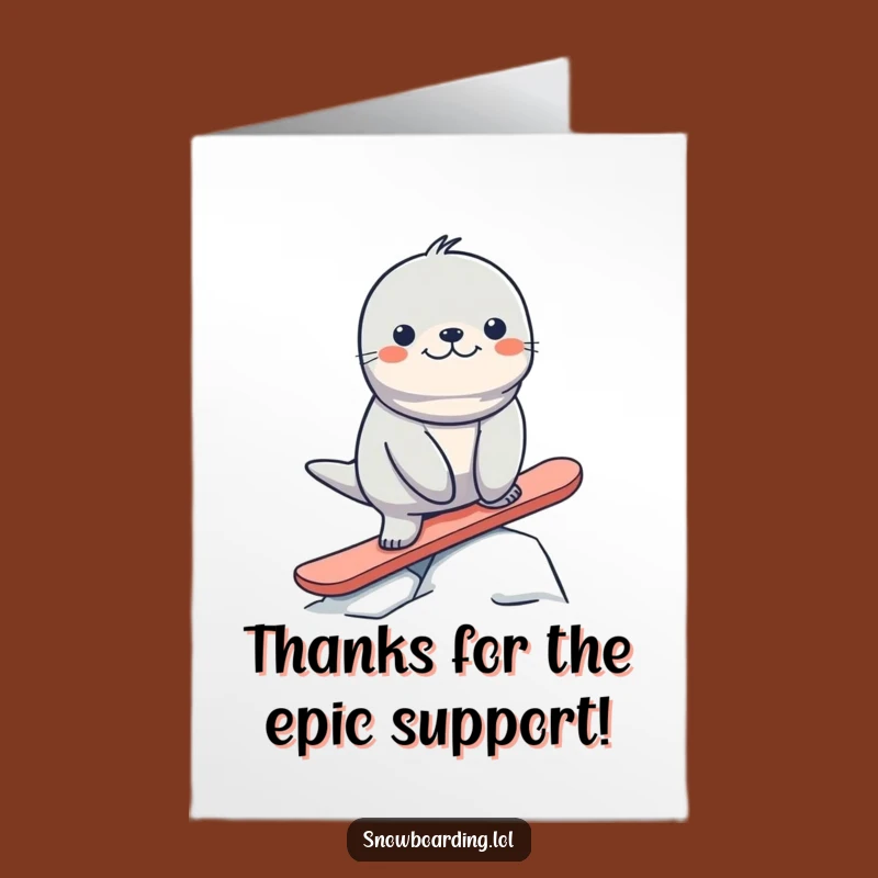 Free Printable Seal Snowboard Thank You Card - Funny Downloadable Gratitude!