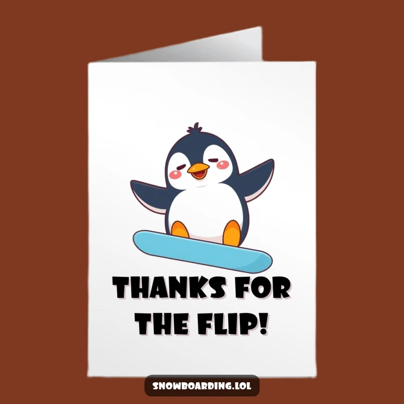 Free Printable Funny Penguin Snowboarder Thank You - Unique