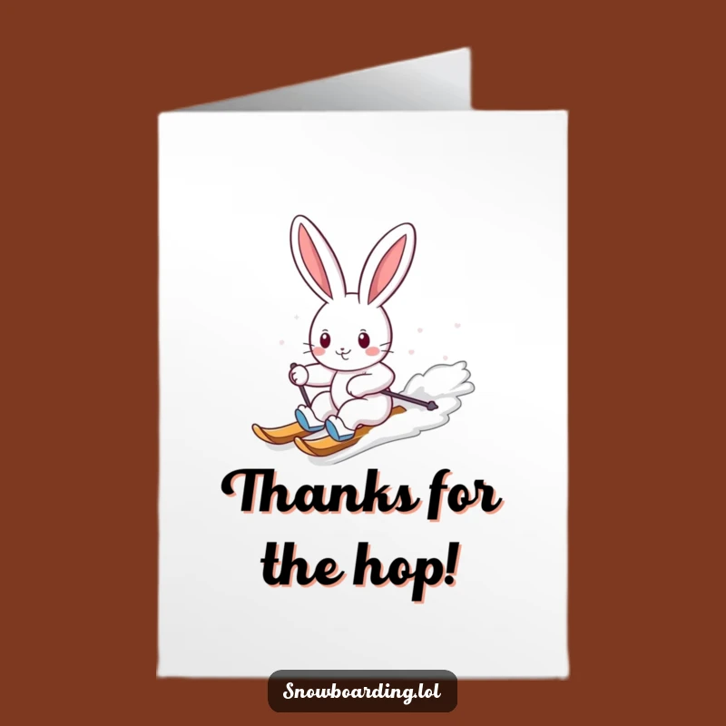Free Printable Thank You Card Bunny: Snowy Slope Thanks for a Downloadable Gift