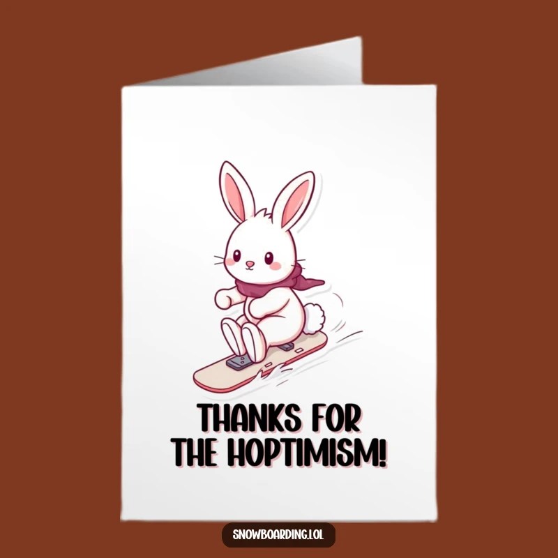 Free Printable Bunny Thank You Card: Cute Snowboarder Rabbit Downloadable