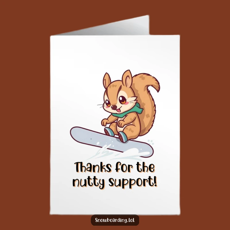 Free Printable Squirrel Thank You Card: Snowboard Trick Downloadable Gratitude