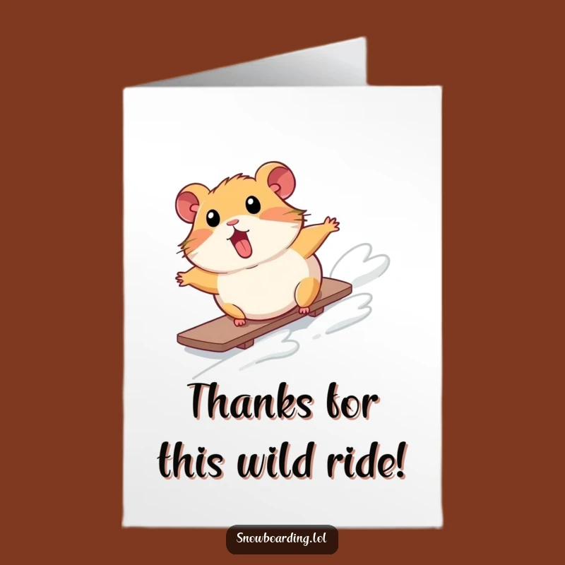 Amusing Free Printable Thank You Card: Hamster Snowboarding Tumble Gift