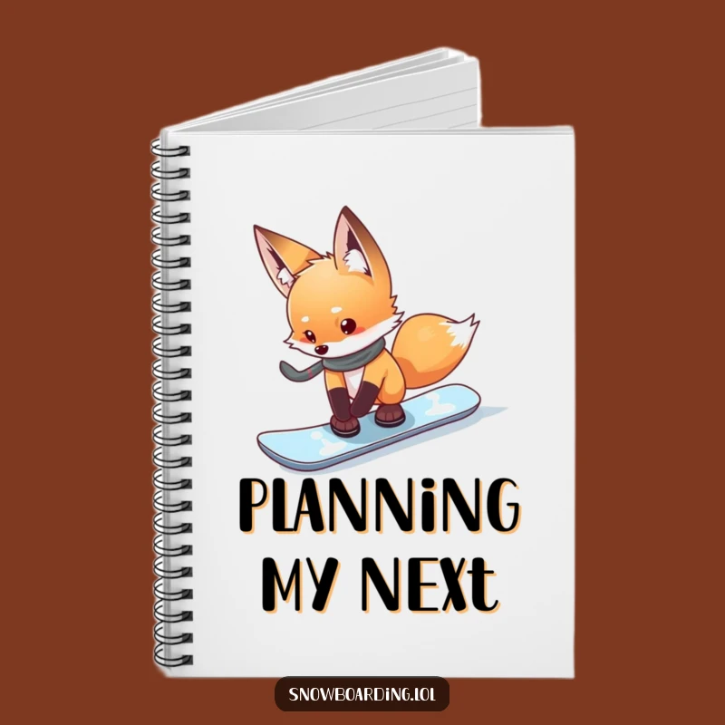 Funny Curious Fox Snowboard Notebook - Plan Your Next Adventure