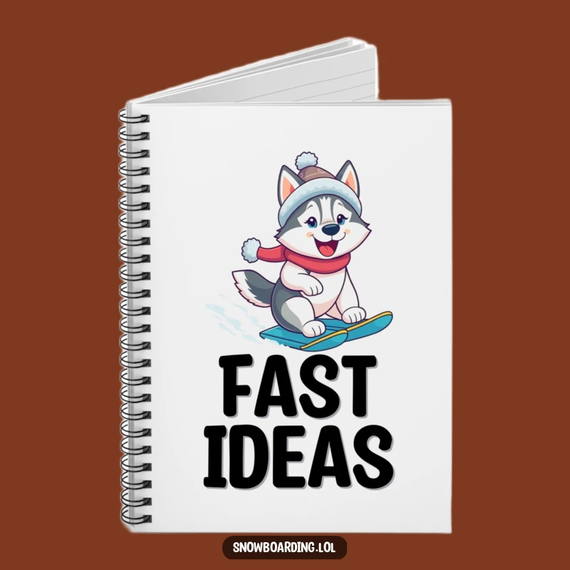Funny Husky Snowboarder Notebook: Cheerful Dog, Journal Your Adventures, Action Gift