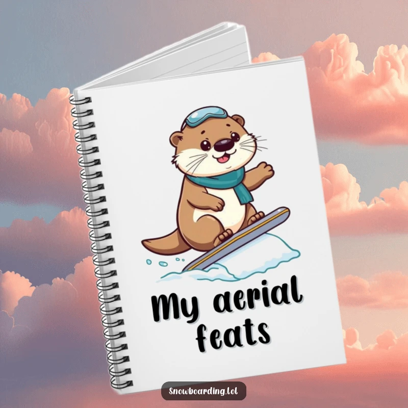 Funny Notebook: A proud otter lands a snowboard jump, ready to record your thoughts and accomplishments.