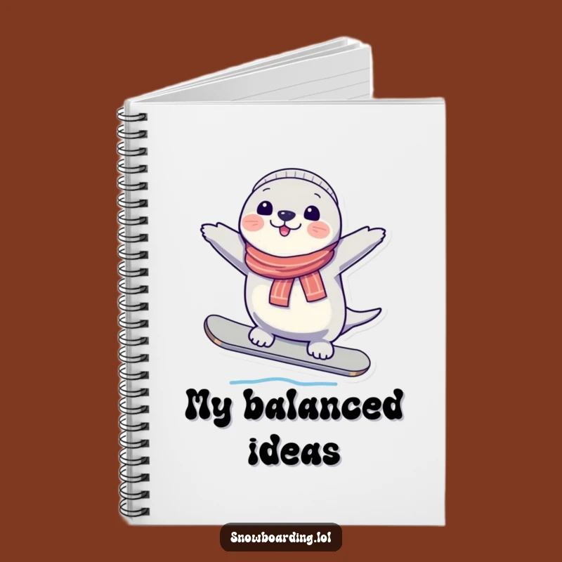 Funny Seal Snowboard Notebook - Plan Your Adventures with Winter Balance