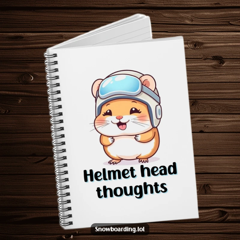 Funny Notebook: A giggling hamster wears a snowboard helmet, ready to record your thoughts and plans.