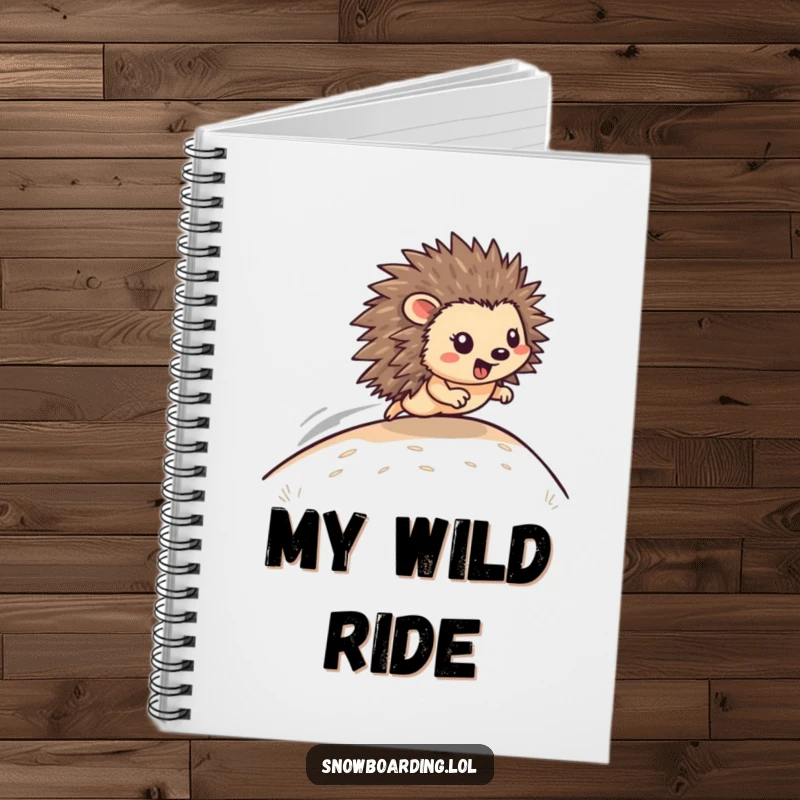 Funny Notebook: A happy hedgehog zooms down a hill, ready to capture your speedy ideas.