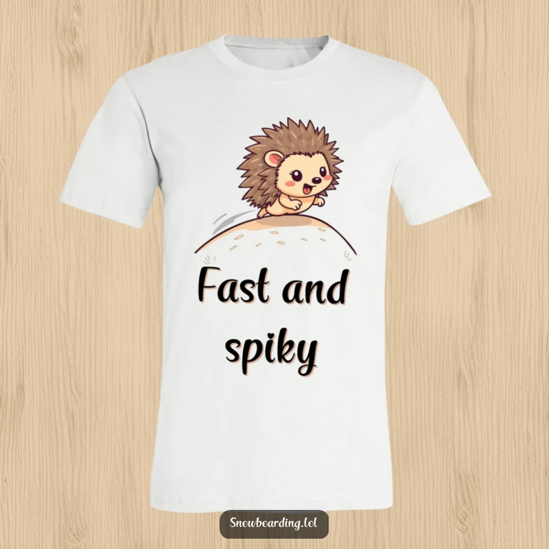 Funny T-Shirt: A happy hedgehog zooms down a hill at high speed, conveying pure exhilaration.
