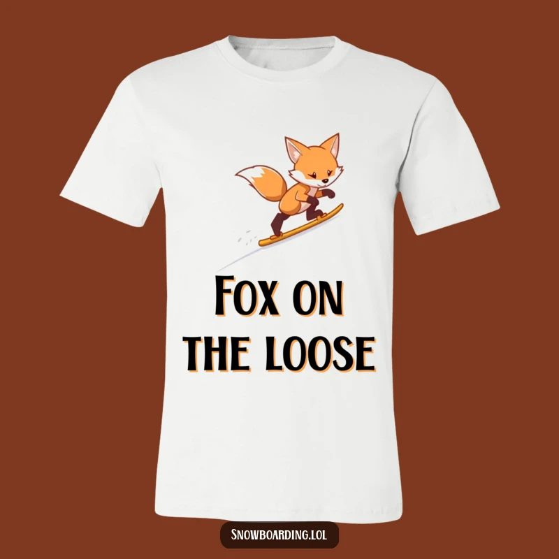 Funny Snowboarding Fox T-Shirt: Determined Descent Hilarious Winter Sport Tee