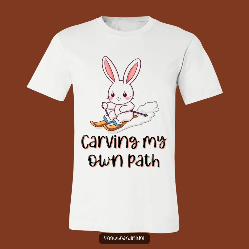 Funny Bunny Snowboarding T-Shirt: Cheerful Carves - Adorable Winter Sport Tee