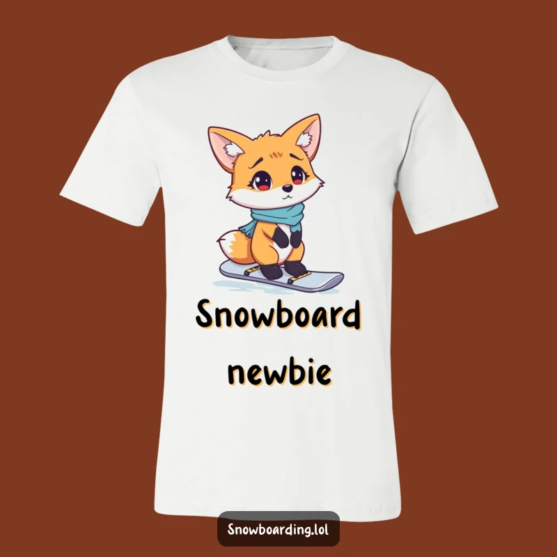 Funny Confused Fox T-Shirt, Hilarious Snowboarding Fail Tee for Winter Fun
