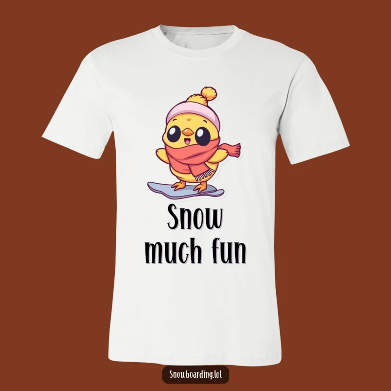 Funny Enthusiastic Chick T-Shirt, Delighted Snowboarder Tee for Winter Adventures