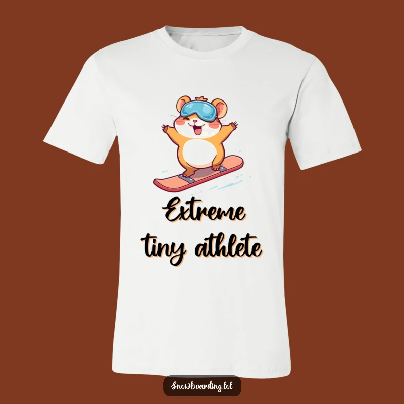 Funny Giggling Hamster Snowboard T-Shirt: Playful Winter Action for Laughs