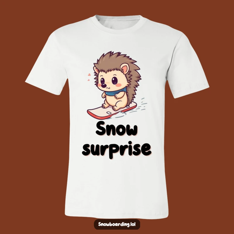 Funny Hedgehog Snowboard T-Shirt: Surprised Rider Tee, Hilarious Winter Funny Gift!
