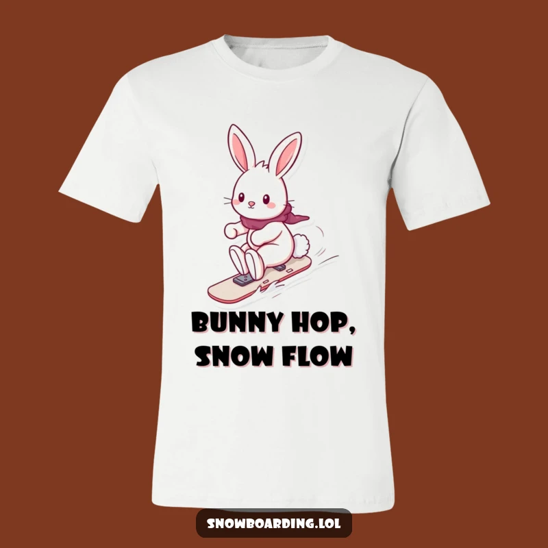Funny Playful Bunny Snowboard T-Shirt: Cute & Hilarious Gift for All Ages!