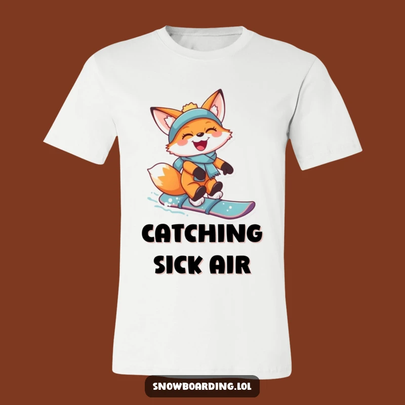 Funny Snowboard Fox T-Shirt: Catch Air with this Joyful Action Tee