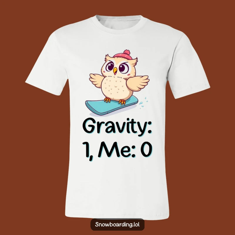 Funny Startled Owl Snowboard T-Shirt: Hilarious Gift for Winter Sport Mishaps!