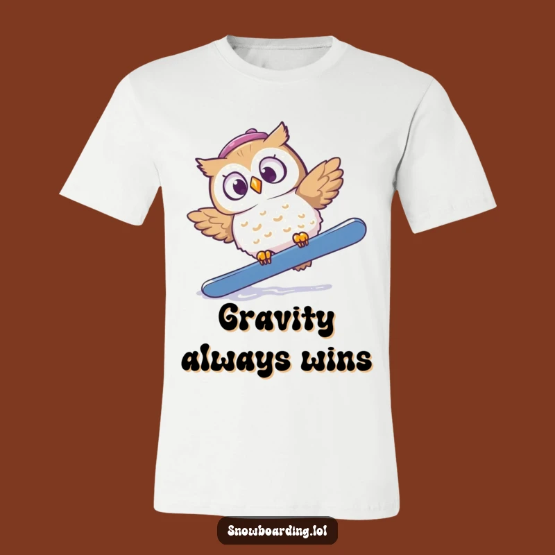 Funny Startled Owl Snowboard T-Shirt: Embrace the Fall with Laughter