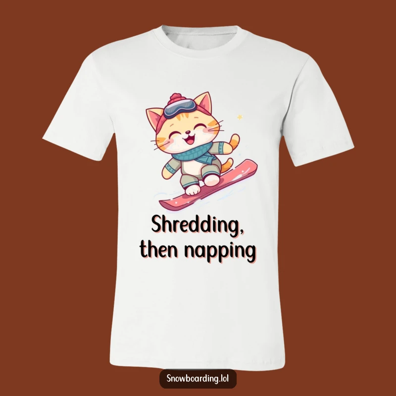 Funny Snowboarding Cat T-Shirt: Awesome Gift for Happy Riders