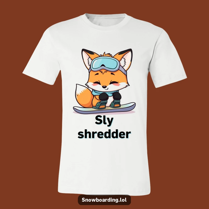 Funny Curious Fox Snowboard T-Shirt: Clever Winter Gear Tee for Laughs