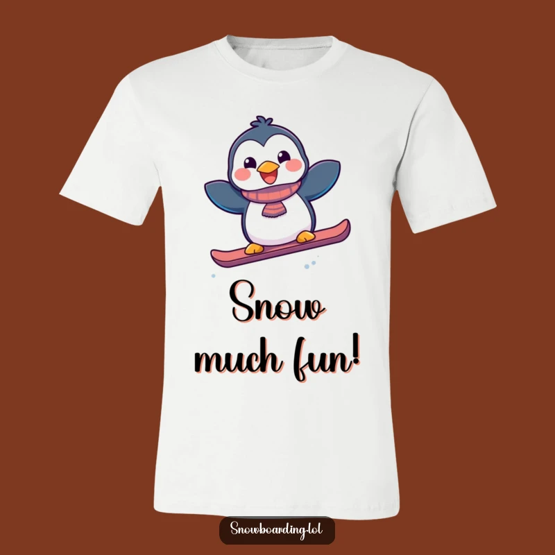 Funny Joyful Penguin Snowboard T-Shirt - Hilarious Winter Apparel Gift