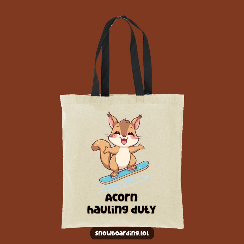 Funny Giggling Squirrel Snowboarder Tote Bag: Carry Your Essentials with Rodent Charm