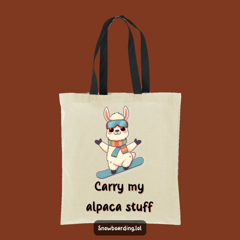 Funny Llama Snowboarder Tote Bag: Carry Your Gear with Cool Alpaca Style