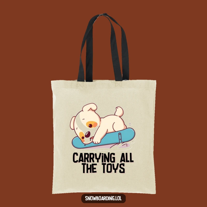 Funny Puppy Snowboard Tote Bag: Adorable Dog Fail Accessory for Everyday