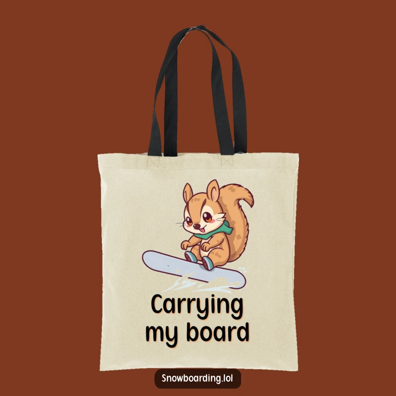 Funny Squirrel Snowboarder Tote Bag: Carry Your Adventure, Practical Gift
