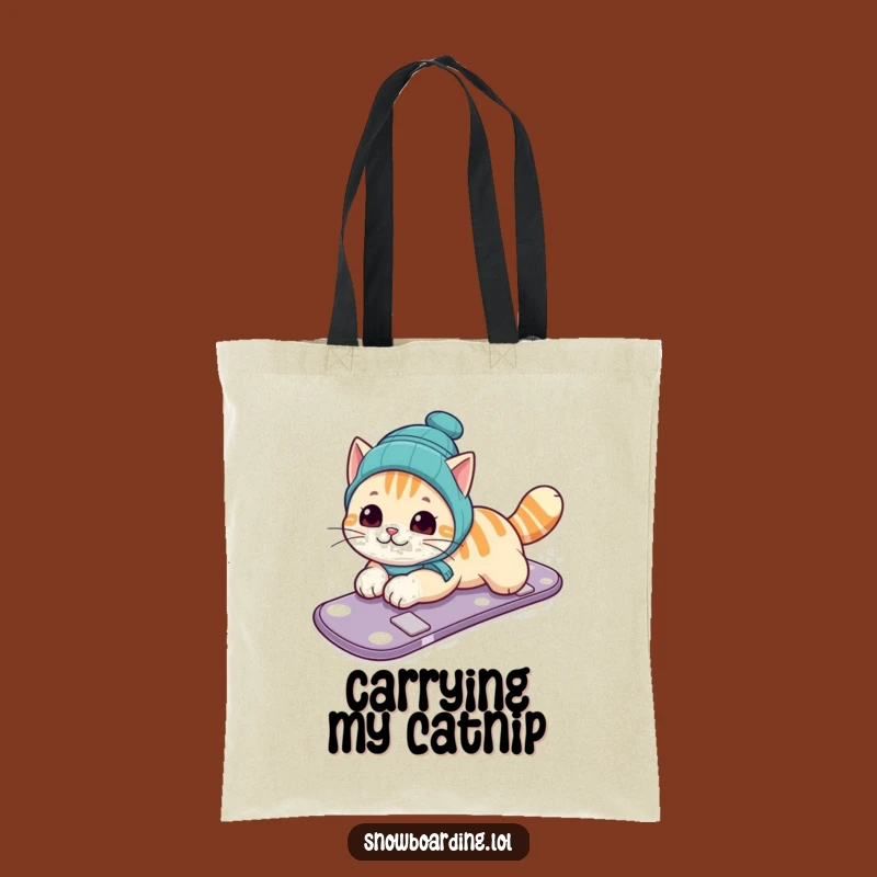 Funny Cat Snowboarding Tote Bag: Carry Your Curious Spirit and Laughs