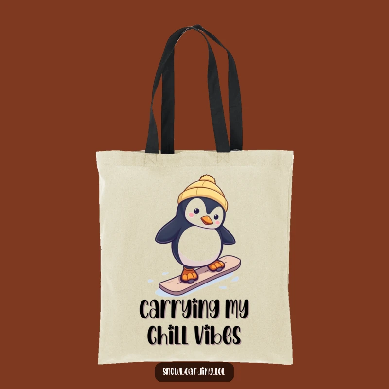 Funny Penguin Snowboarder Tote Bag: Carry Your Laughs Everywhere