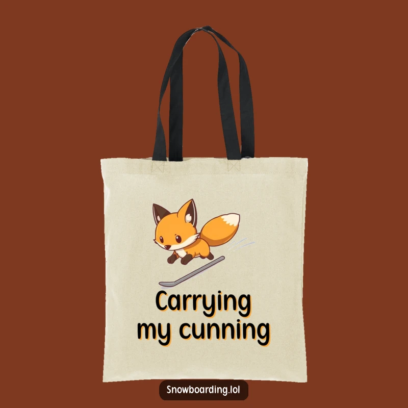 Funny Determined Fox Snowboard Tote Bag: Carry Your Speed with this Hilarious Gift!