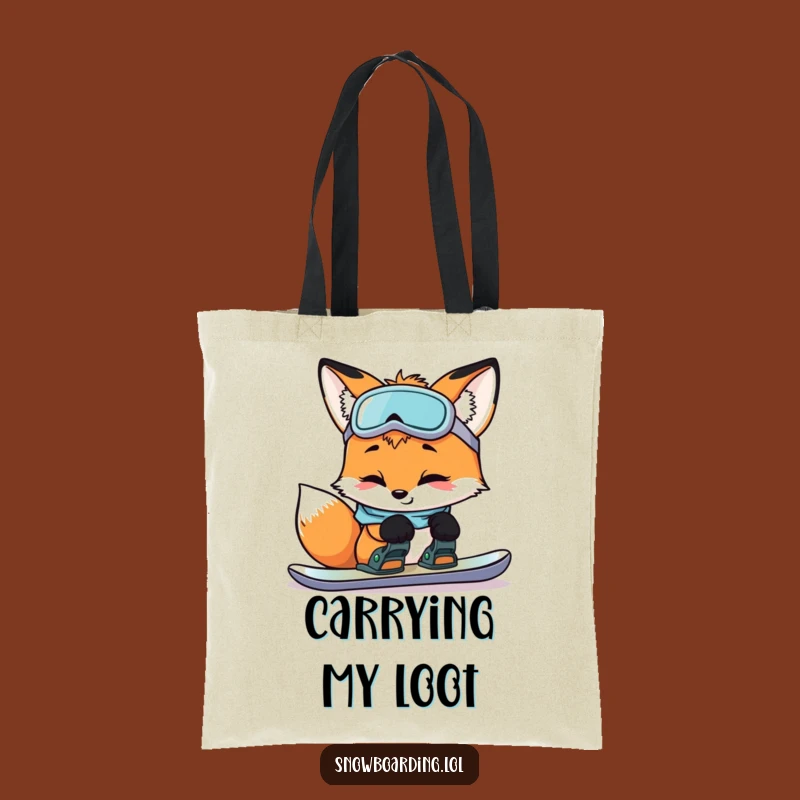 Funny Curious Fox Snowboard Tote Bag: Carry Your Gear with Hilarious Care