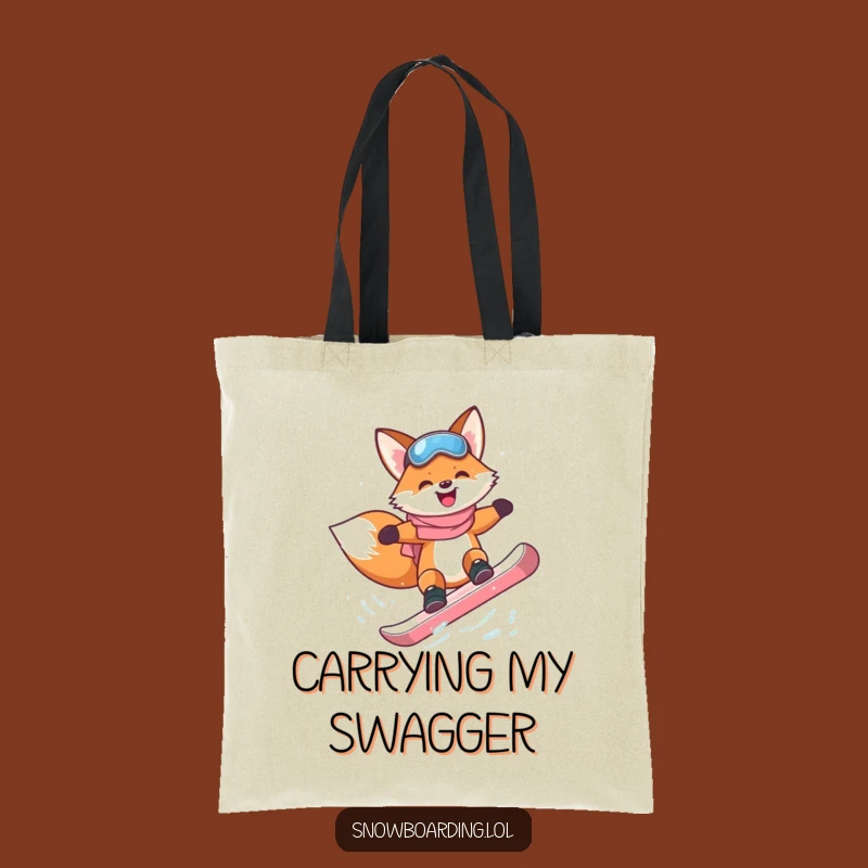 Funny Fox Snowboarder Tote Bag: Radical Style for a Perfect Gift
