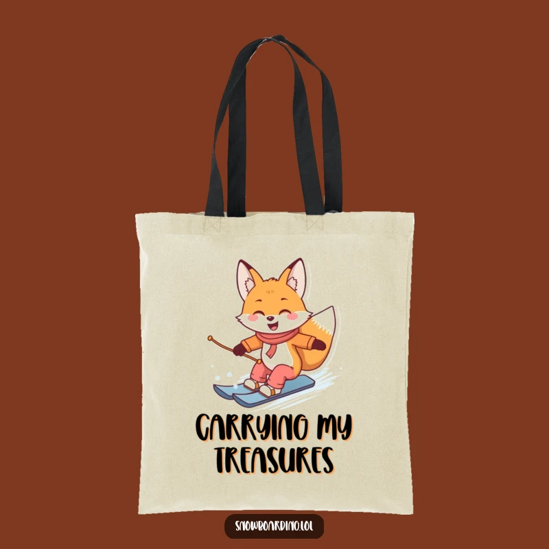 Funny Snowboard Fox Tote Bag: Carry Your Gear with Sly Winter Style