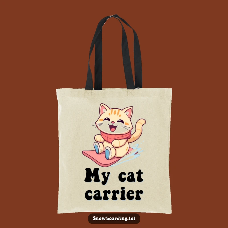 Funny Cat Snowboarder Tote Bag: Feline Flair for a Perfect Gift